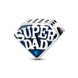 Silver Dad Father Bead Charm for Bracelet Necklace Enamel Jewelry DIY