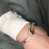 Vintage Silver Thick Chain Bracelet for Women