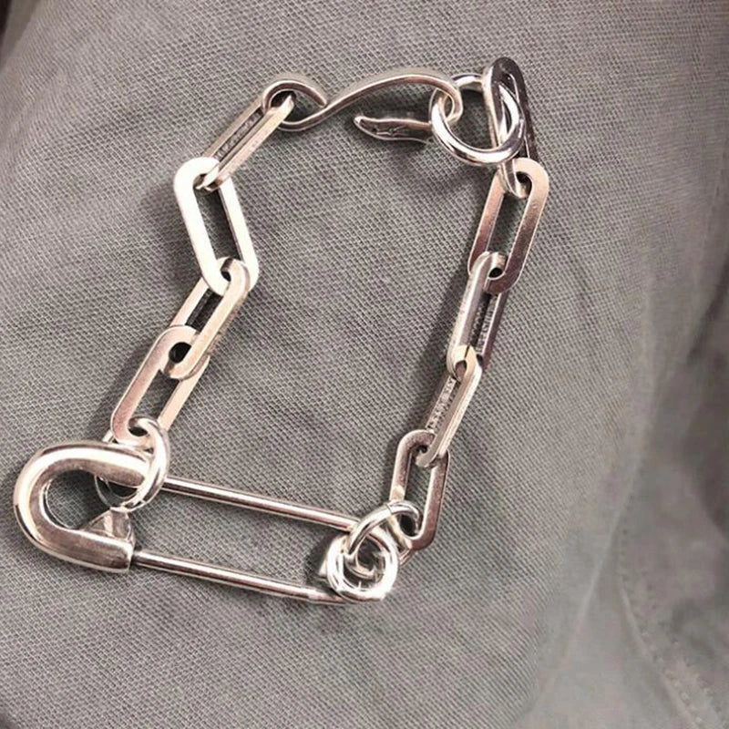 Vintage Silver Thick Chain Bracelet for Women