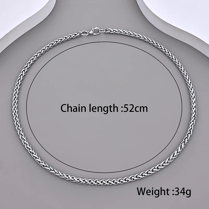 Silver Thick Horsewhip Chain Necklace for Men Wide Titanium Steel Chain Necklace