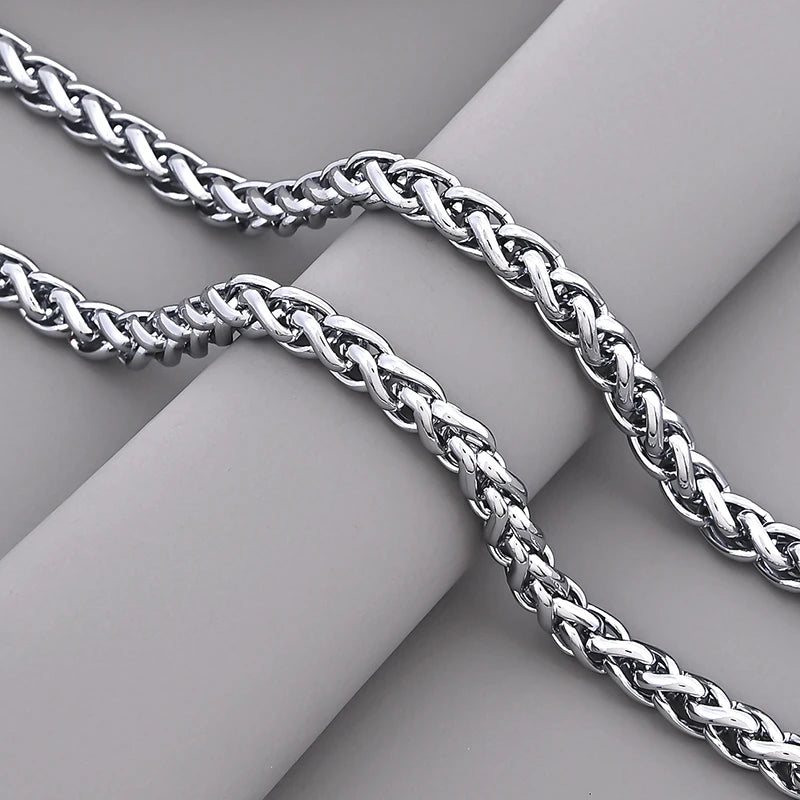 Silver Thick Horsewhip Chain Necklace for Men Wide Titanium Steel Chain Necklace