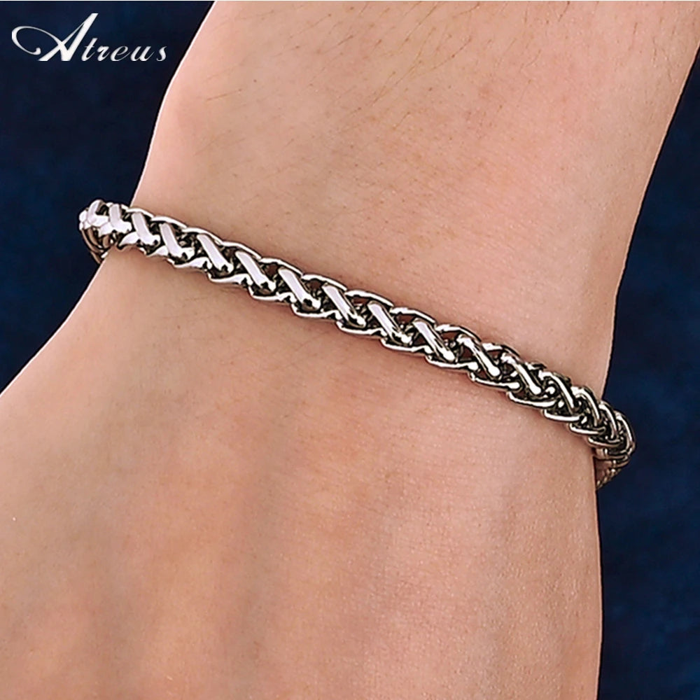 Silver Thick Horsewhip Chain Necklace for Men Wide Titanium Steel Chain Necklace