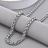 Silver Thick Horsewhip Chain Necklace for Men Wide Titanium Steel Chain Necklace