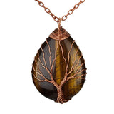 Tree of Life Necklace Pendant Wire Wrap Natural Stone Gem Suspension Jewelry