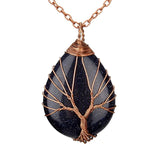 Tree of Life Necklace Pendant Wire Wrap Natural Stone Gem Suspension Jewelry