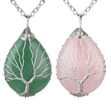 Tree of Life Necklace Pendant Wire Wrap Natural Stone Gem Suspension Jewelry