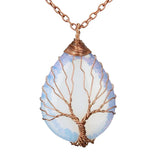 Tree of Life Necklace Pendant Wire Wrap Natural Stone Gem Suspension Jewelry