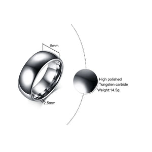 Silver Tungsten Carbide Wedding Band Ring Set 8mm 6mm