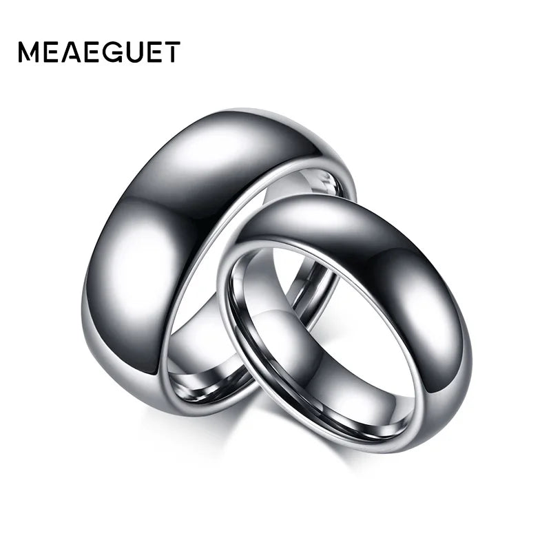 Silver Tungsten Carbide Wedding Band Ring Set 8mm 6mm