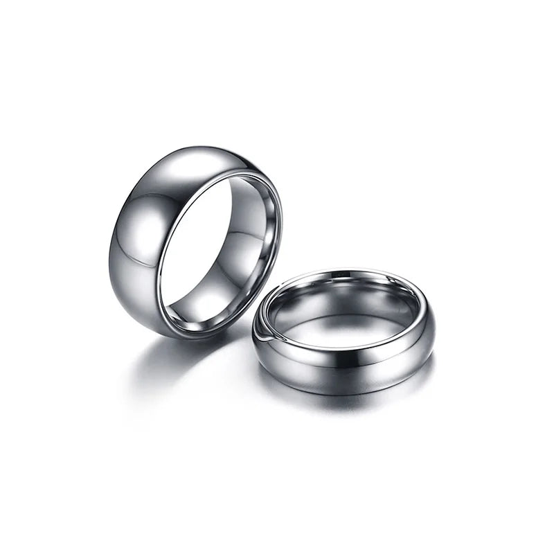 Silver Tungsten Carbide Wedding Band Ring Set 8mm 6mm