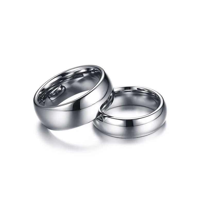 Silver Tungsten Carbide Wedding Band Ring Set 8mm 6mm