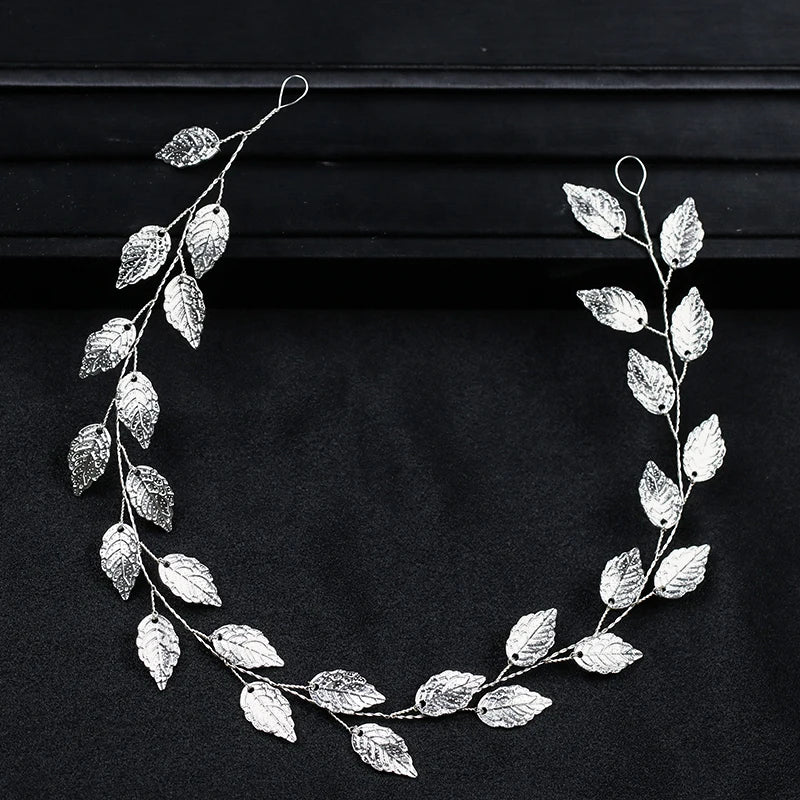 Silver Wedding Bridal Leaf Headband Hairband Women Girl Bride Accessories