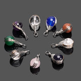 Silver Wire Wrap Crystal Beads Pendant Reiki Agates Stone Charm Pendulum