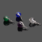 Silver Wire Wrap Crystal Beads Pendant Reiki Agates Stone Charm Pendulum