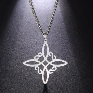 Silver Witch Knot Necklace Celtic Knot Protection Amulet