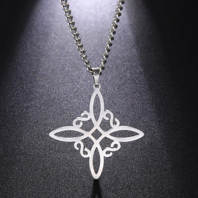 Silver Witch Knot Necklace Celtic Knot Protection Amulet
