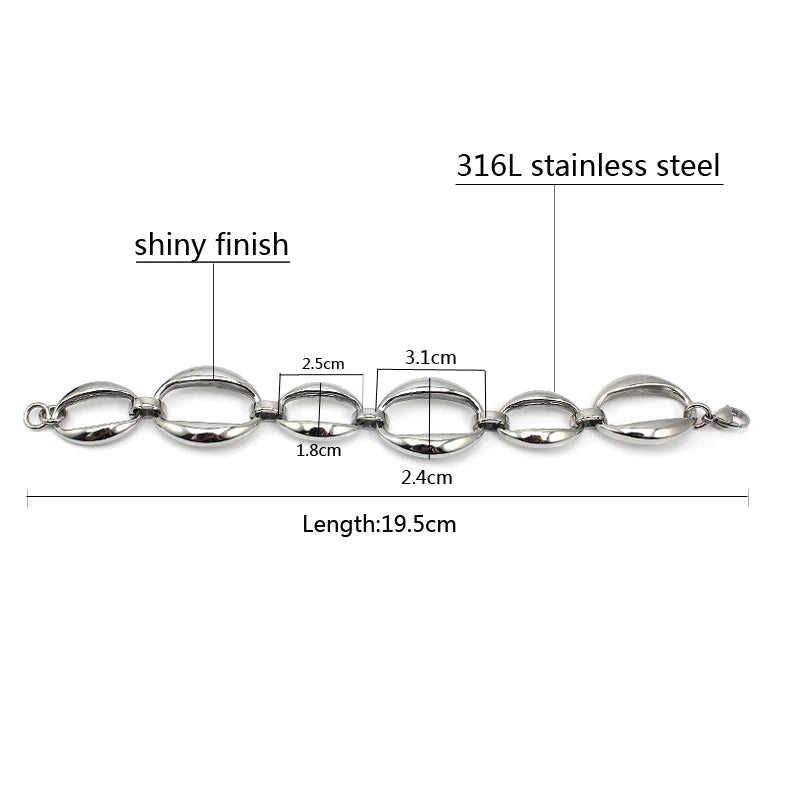 Silver Women Jewelry Bracelet O Shaped Charms Stainless Steel Chain Bangle