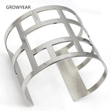 Stainless Steel Hollow Grid Bangle Punk Style Bracelet