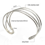 Silver Stainless Steel Knitted Twisted Rattan Wire Bangle Cuff