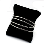 Silver Stainless Steel Knitted Twisted Rattan Wire Bangle Cuff