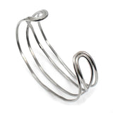 Silver Stainless Steel Knitted Twisted Rattan Wire Bangle Cuff