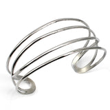Silver Stainless Steel Knitted Twisted Rattan Wire Bangle Cuff