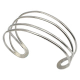 Silver Stainless Steel Knitted Twisted Rattan Wire Bangle Cuff