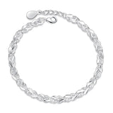 Silver Women Bracelet Heart-to-heart Chains Romantic Wrist Bangle Jewelry