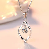 Silver Crystal Zircon Geometric Pendant Necklace Wedding Party Gift