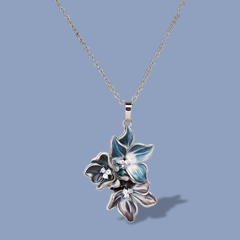 Silver Flower Pendant Women's Necklace for Wedding Bridal