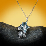 Silver Flower Pendant Women's Necklace for Wedding Bridal