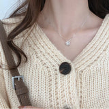 Snowflake Pendant Necklace Silver Zircon Women Girl Charm Chain Jewelry