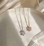 Snowflake Pendant Necklace Silver Zircon Women Girl Charm Chain Jewelry