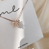 Snowflake Pendant Necklace Silver Zircon Women Girl Charm Chain Jewelry