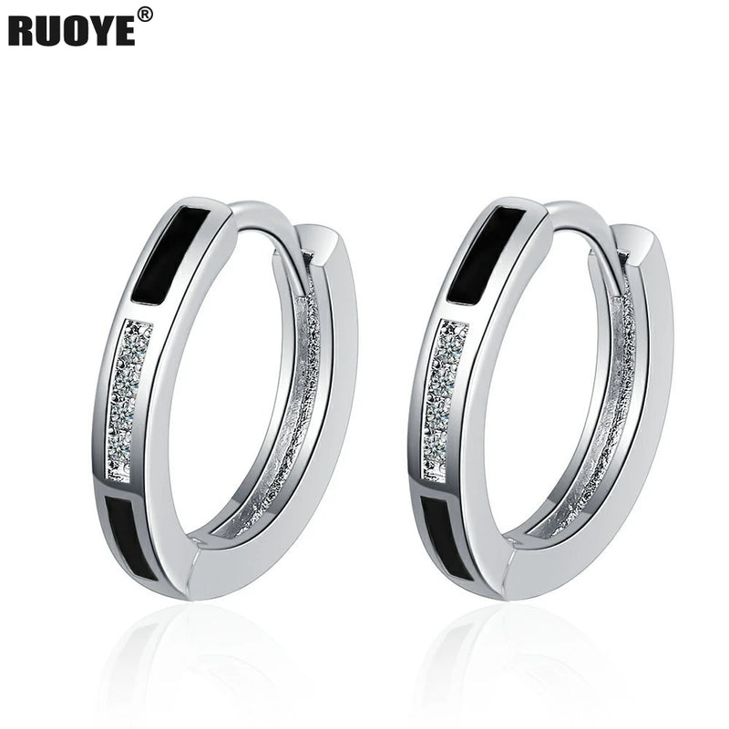 Silver Crystal Hoop Earrings Classic High Jewelry