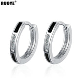Silver Crystal Hoop Earrings Classic High Jewelry