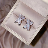 Geometric Zircon Ear Stud Party Jewelry Earrings for Women Girls