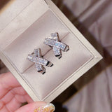 Geometric Zircon Ear Stud Party Jewelry Earrings for Women Girls