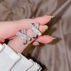 Geometric Zircon Ear Stud Party Jewelry Earrings for Women Girls