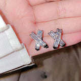 Geometric Zircon Ear Stud Party Jewelry Earrings for Women Girls