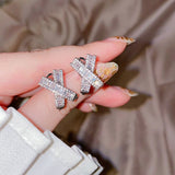 Geometric Zircon Ear Stud Party Jewelry Earrings for Women Girls