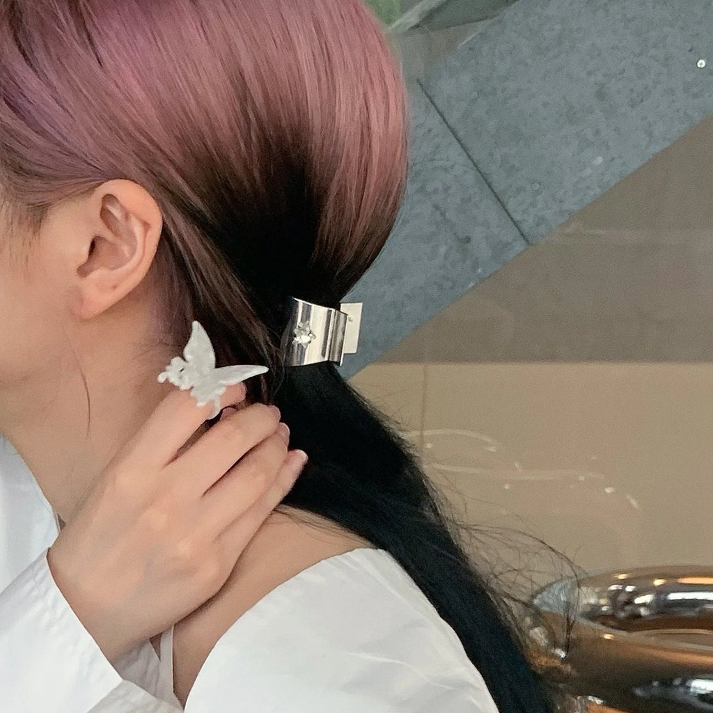 Silver Glitter Pentagram Hair Clips for Women