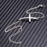 Silver Cross Bangle Bracelet Women Jewelry Gift Chain