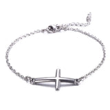Silver Cross Bangle Bracelet Women Jewelry Gift Chain