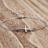 Silver Cross Bangle Bracelet Women Jewelry Gift Chain