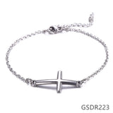 Silver Cross Bangle Bracelet Women Jewelry Gift Chain