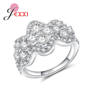925 Sterling Silver Crown Crystal Zirconia Wedding Ring