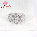 925 Sterling Silver Crown Crystal Zirconia Wedding Ring