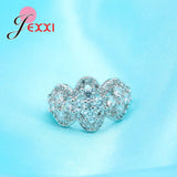 925 Sterling Silver Crown Crystal Zirconia Wedding Ring