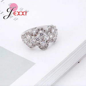 925 Sterling Silver Crown Crystal Zirconia Wedding Ring